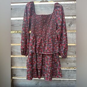 Women’s Square Neck Floral Smocked Dress